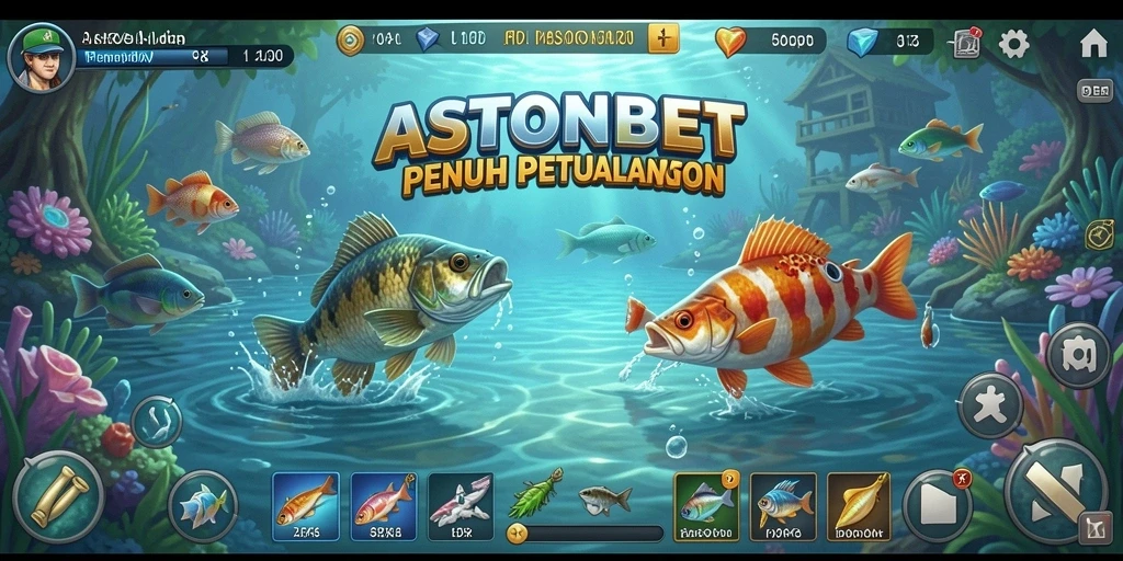 Screenshot gameplay ASTONBET dengan aksi memancing yang menegangkan.