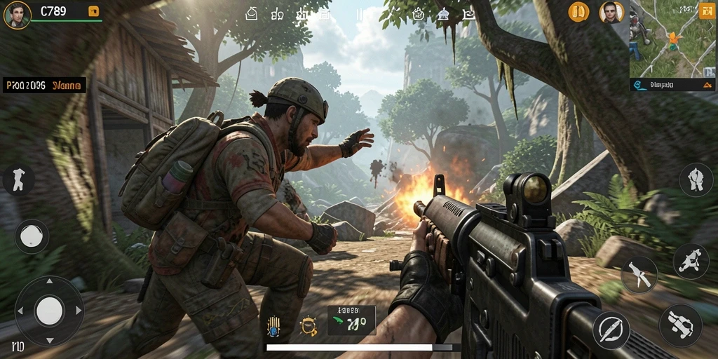 Tampilan screenshot C789 memperlihatkan aksi intens dalam mode TPS.