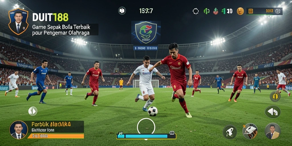 Screenshot gameplay <strong>DUIT188</strong> menampilkan aksi seru di lapangan sepak bola.