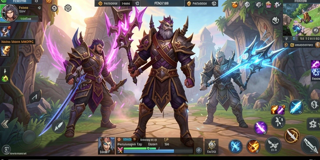 Tangkapan layar utama FENDI188 menampilkan pertarungan seru dalam game MMORPG.