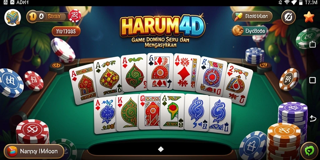 Tampilan seru gameplay HARUM4D saat bermain Domino.