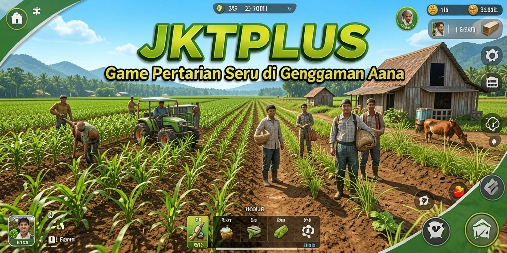 Tampilan gameplay JKTPLUS dengan aktivitas bertani yang menyenangkan.