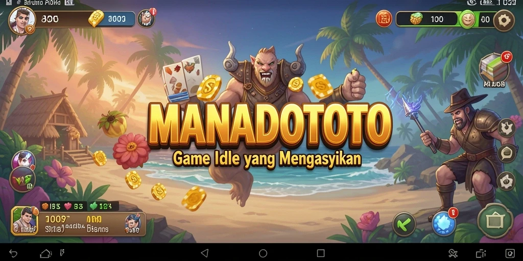 Tangkapan layar utama MANADOTOTO menunjukkan gameplay Idle yang menarik dan mengasyikan.