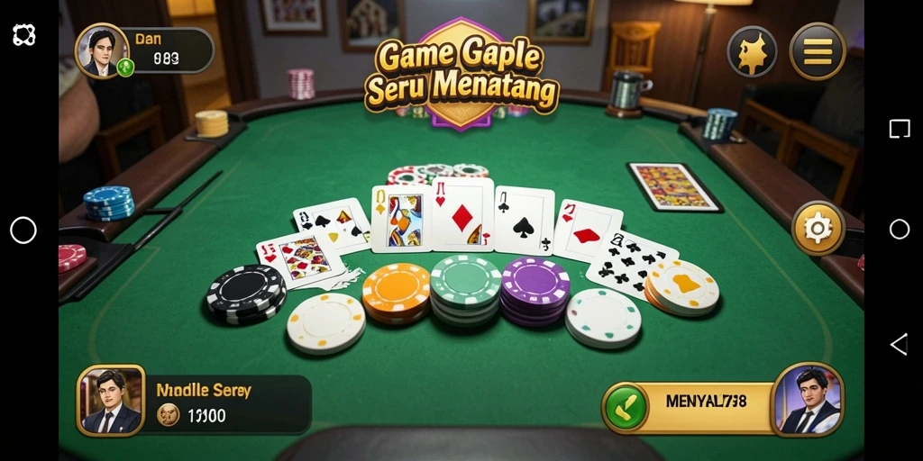 Tampilan seru gameplay Gaple di MENYALA78 yang menyenangkan.