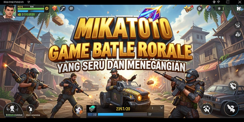 Screenshot gameplay MIKATOTO menampilkan pertempuran Battle Royale yang mendebarkan.