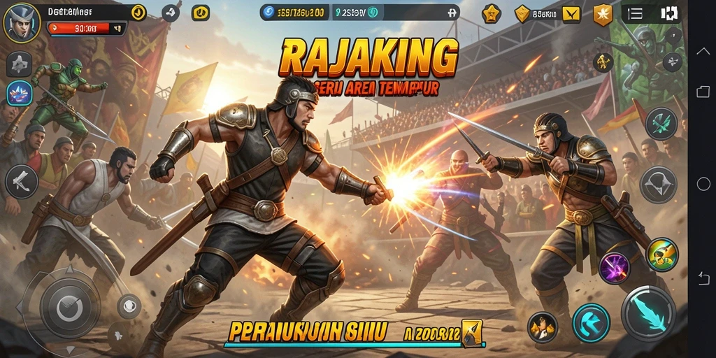 Tampilan gameplay seru dengan pertarungan karakter yang menegangkan.