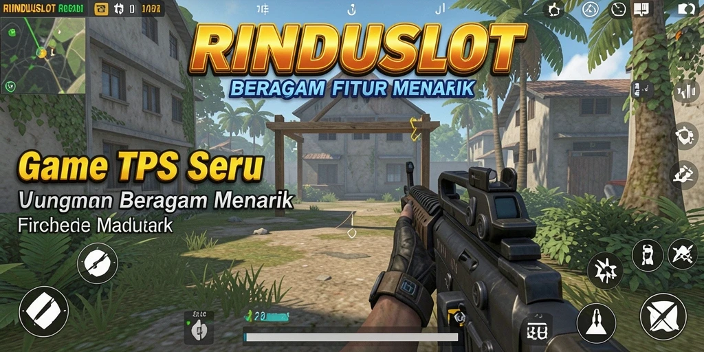 Screenshot RINDUSLOT menampilkan aksi tembak-menembak di peta yang menantang.
