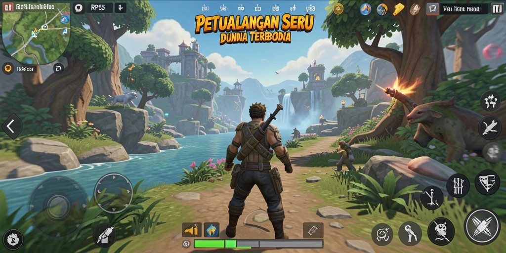 Menggambarkan petualangan seru dalam gameplay RP55.